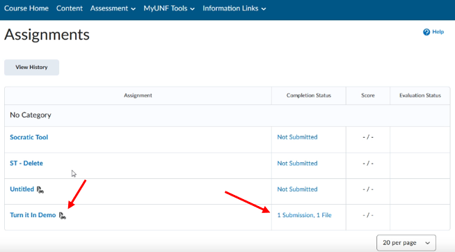 A screenshot of the Assignment submission page in Cascade